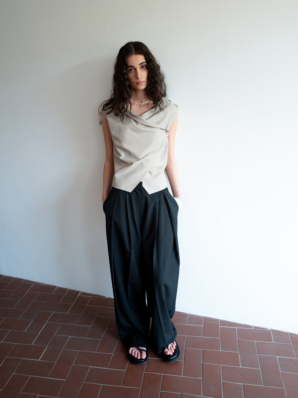 Clear Wool Trousers Black