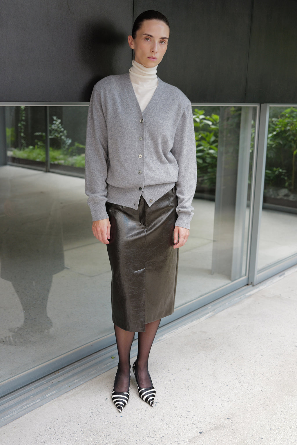 Cashmere 100 Padded Cardigan Grey
