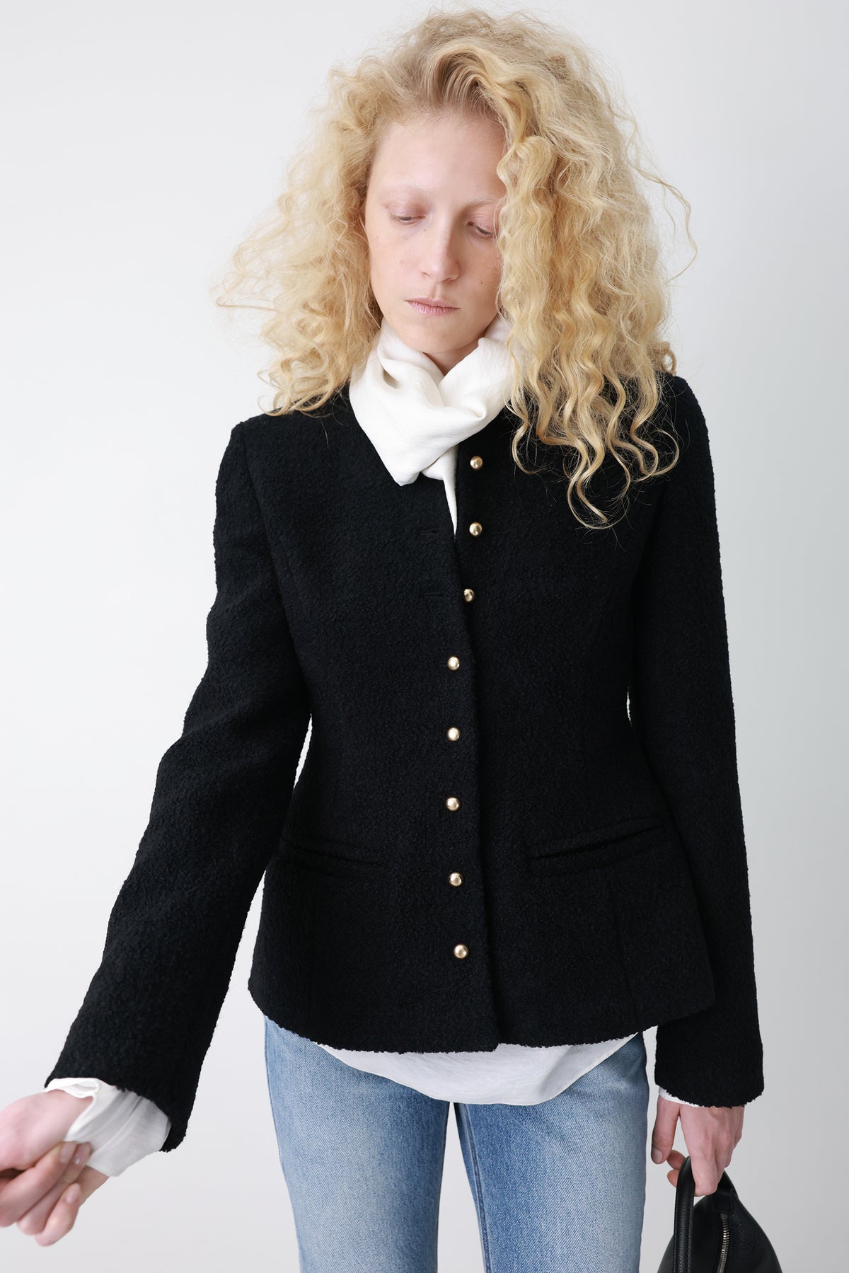 Scarf-neck blouse