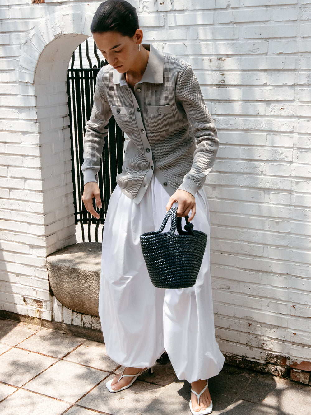 Parachute Banding Pants White