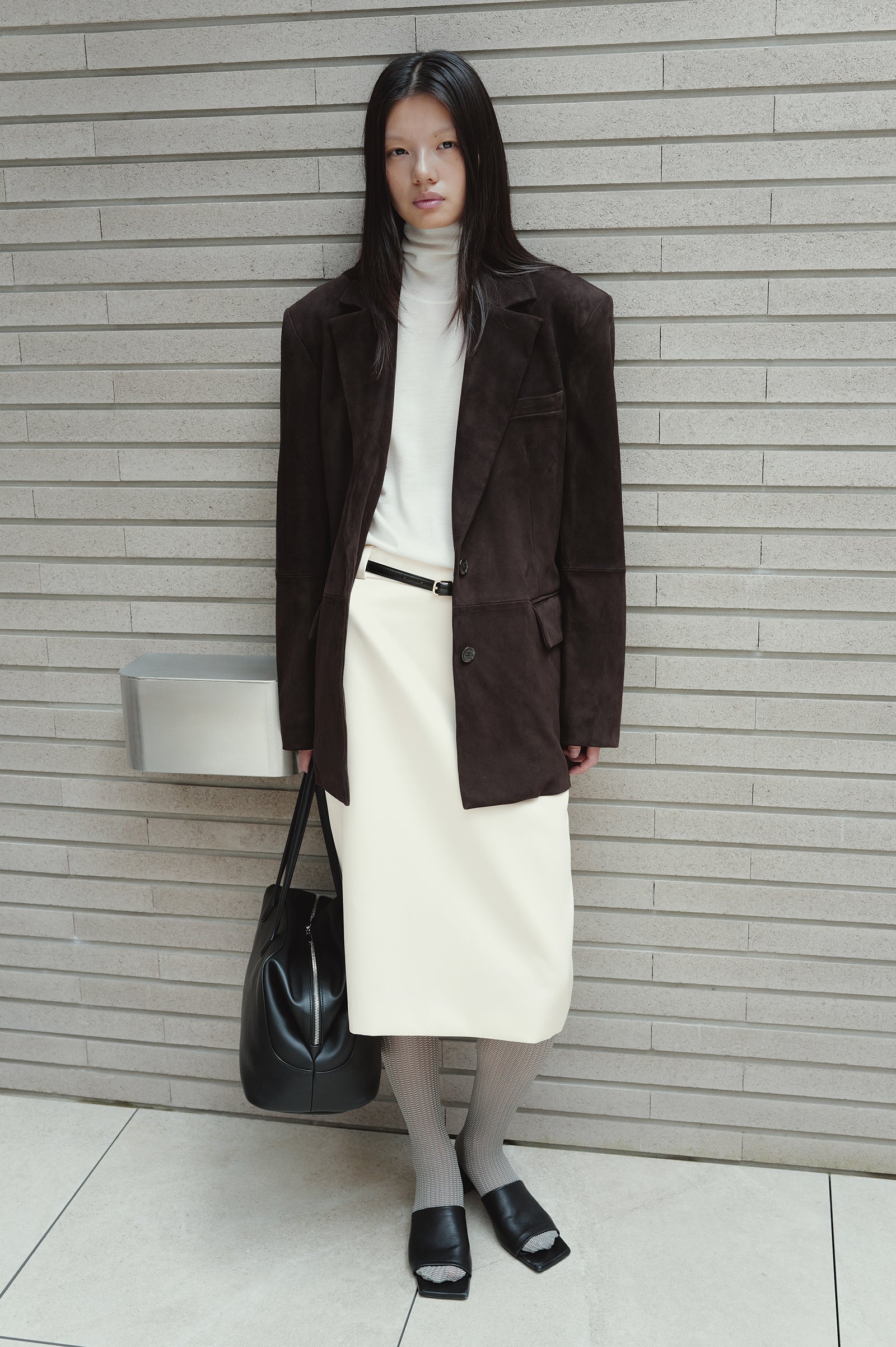 Satin Midi Skirt Cream