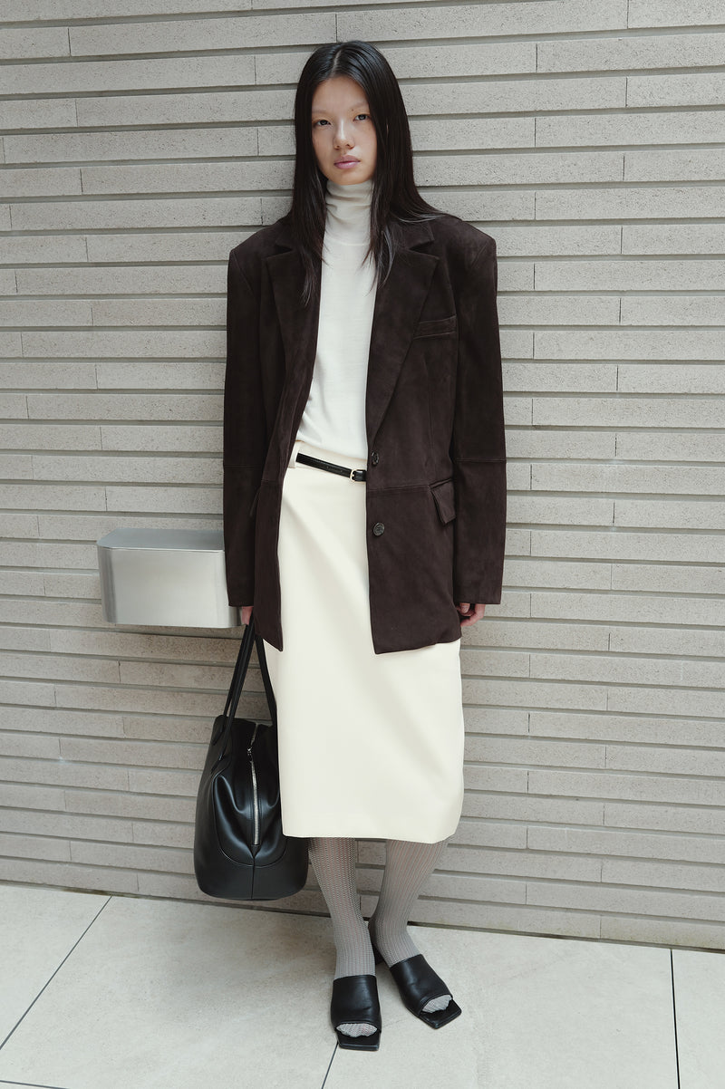 Satin Midi Skirt Cream