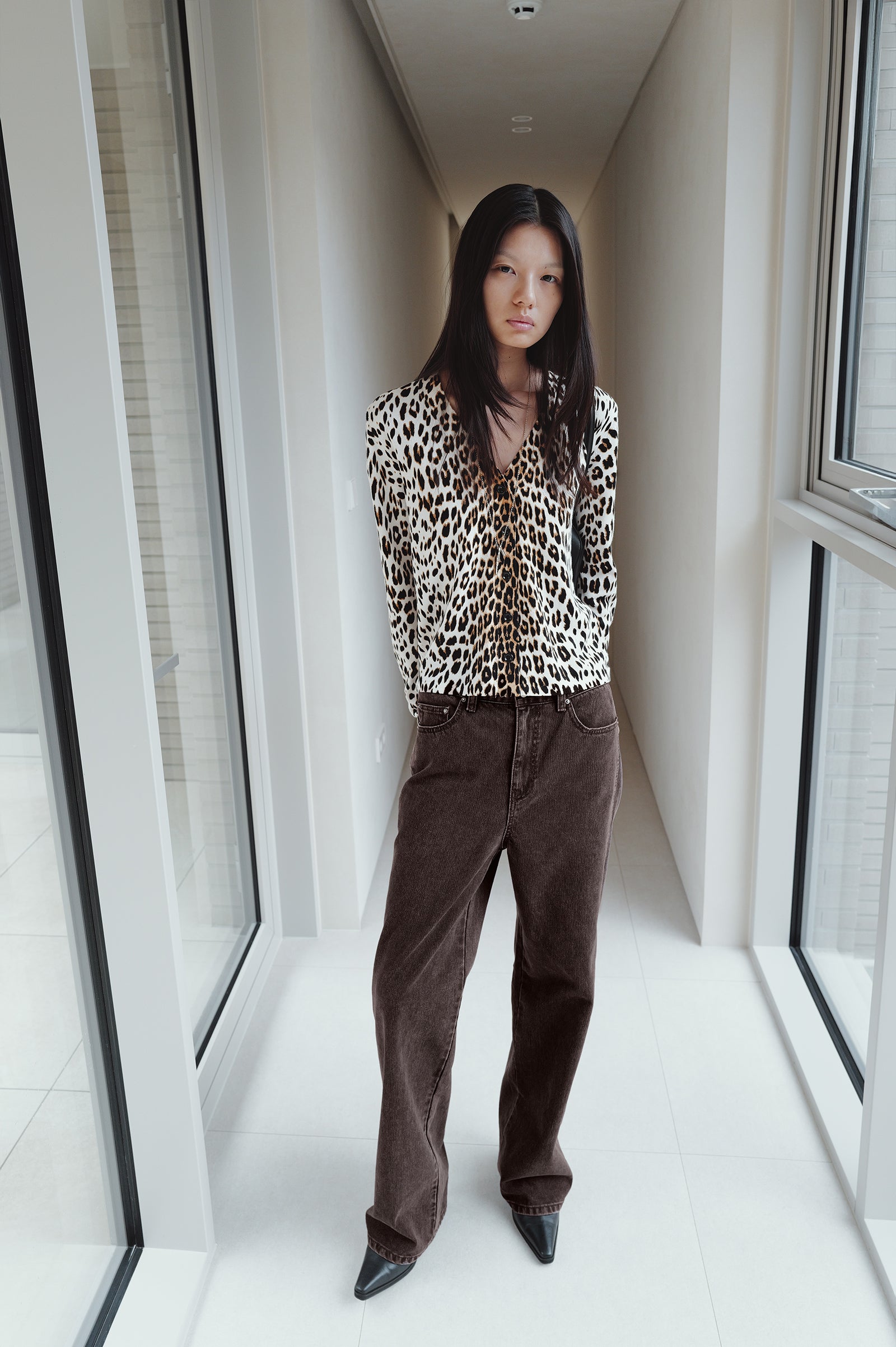 Leopard knit cardigan