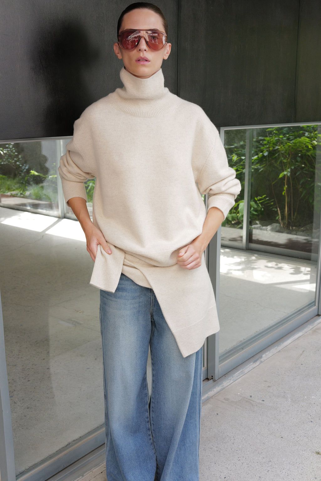 Cashmere 100% Turtleneck Knit Oatmeal