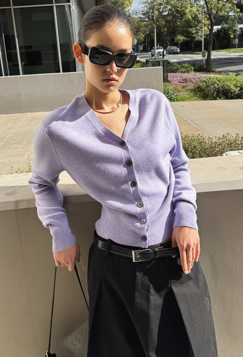 Spring Wool Cardigan Lavender