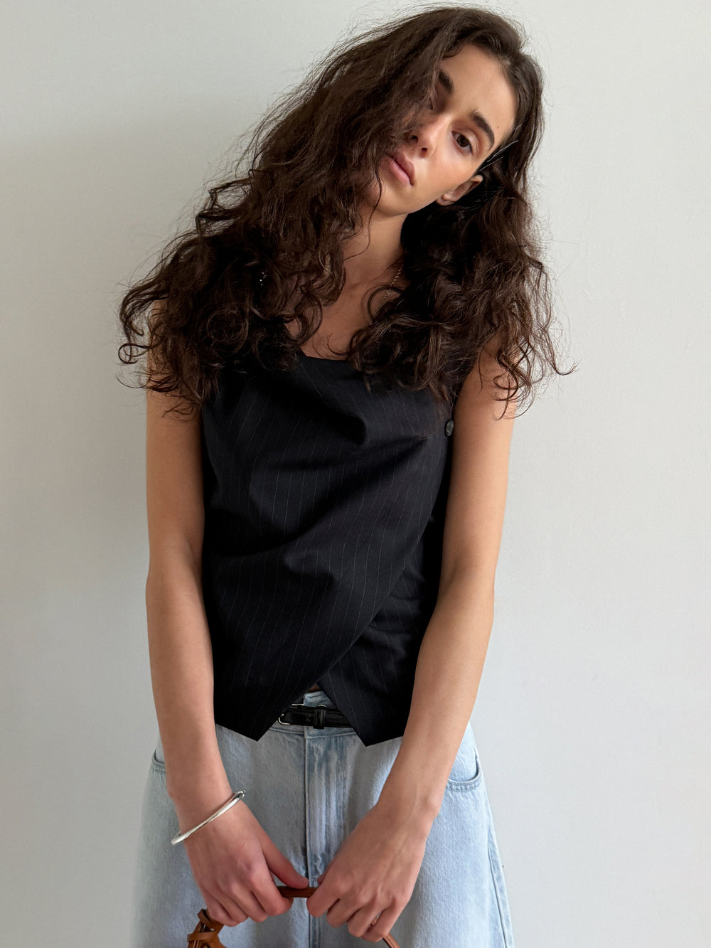 Tilted Cowl Vest Navy