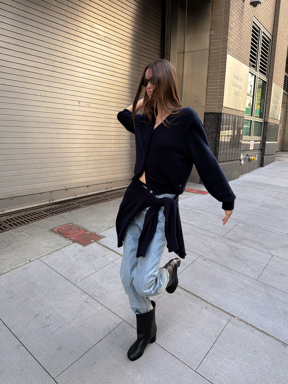 Cashmere 100 Padded Cardigan Navy