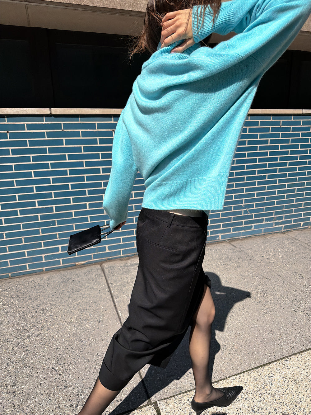 Cashmere 100 Turtleneck Knit Mint Blue