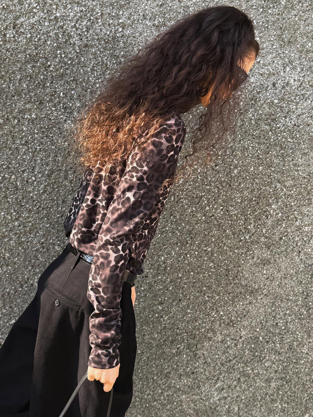 Leopard turtleneck T-shirt