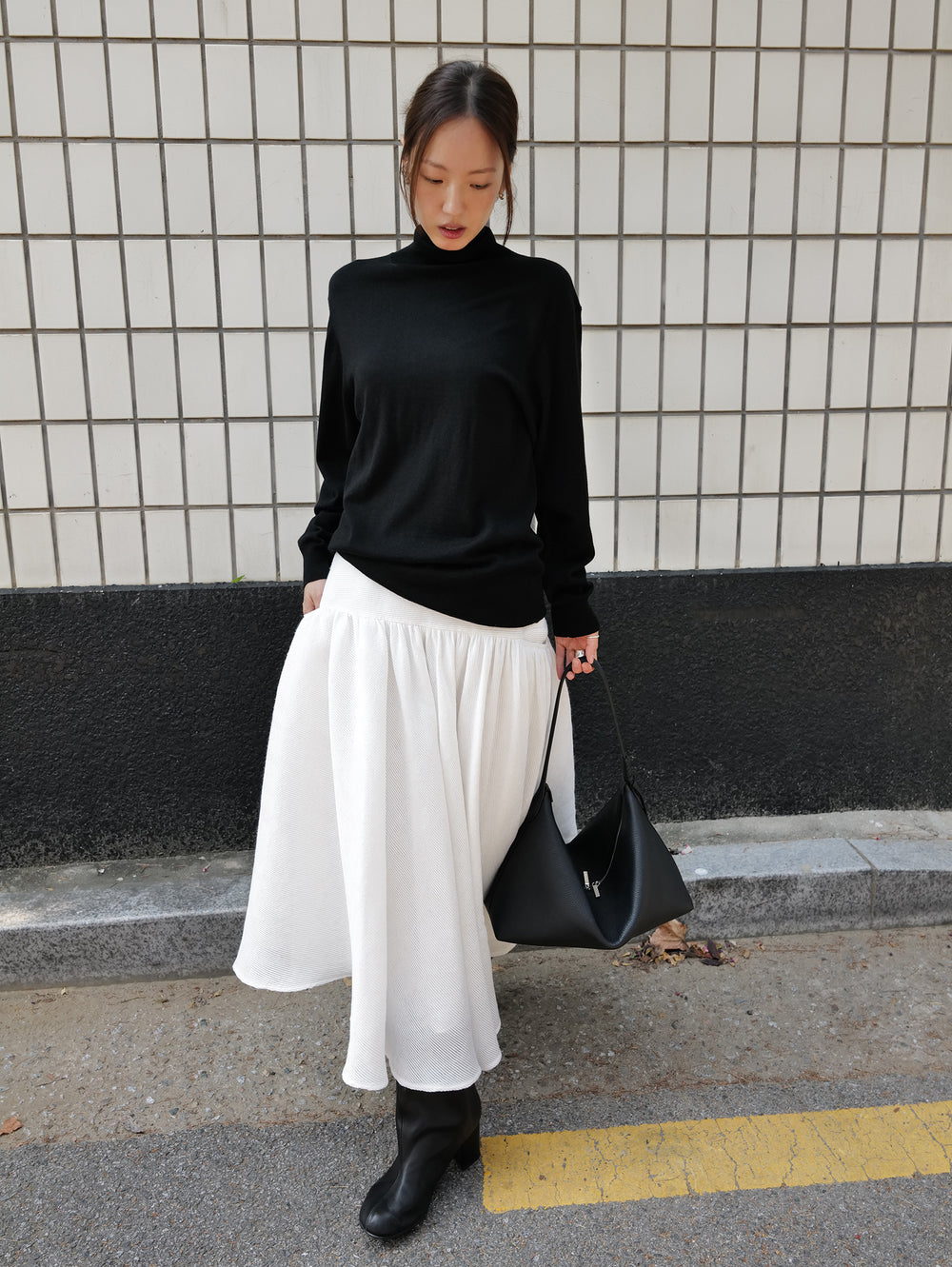 Wool Blend Turtleneck Knit Black
