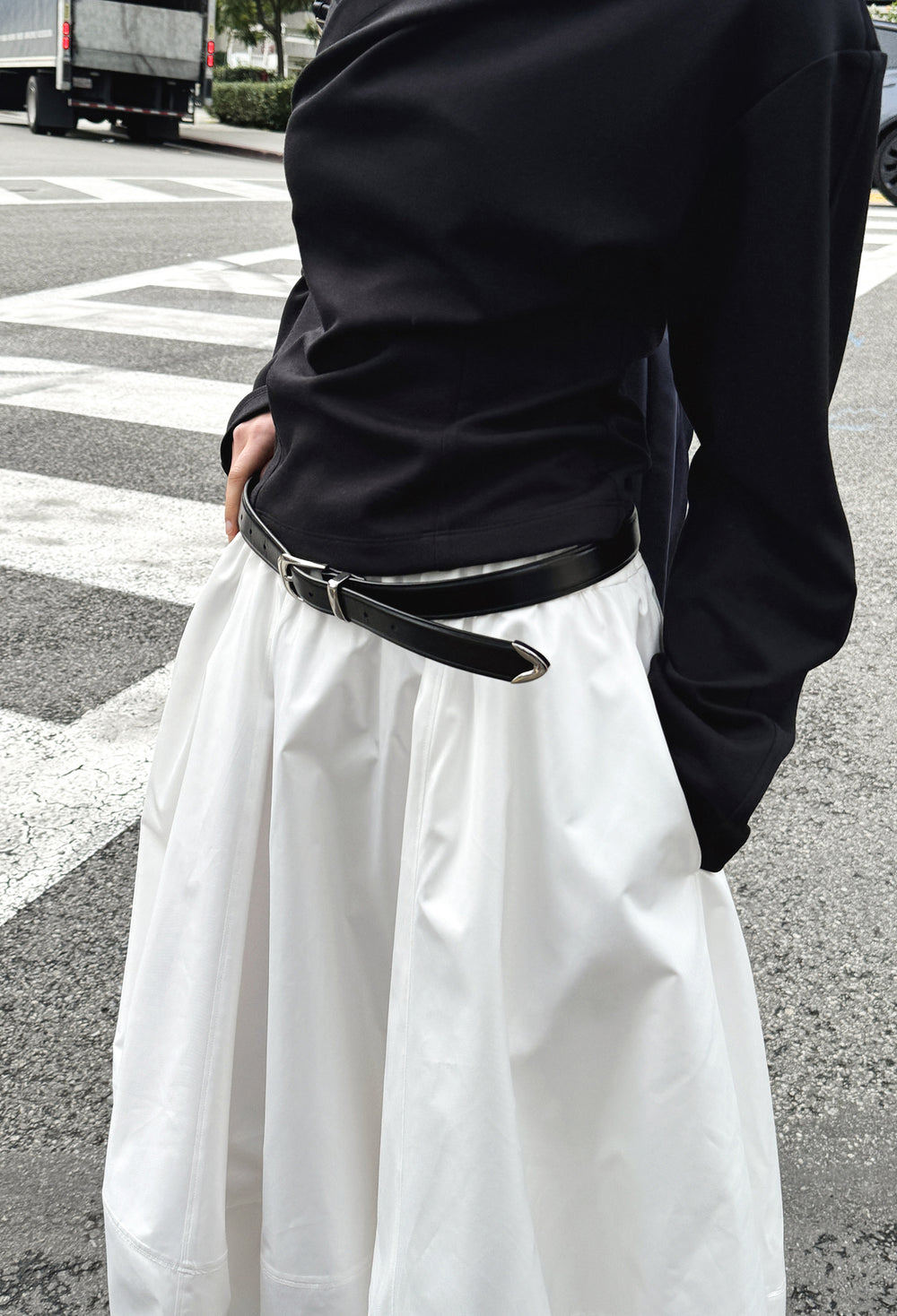 Draped Hooded Top
