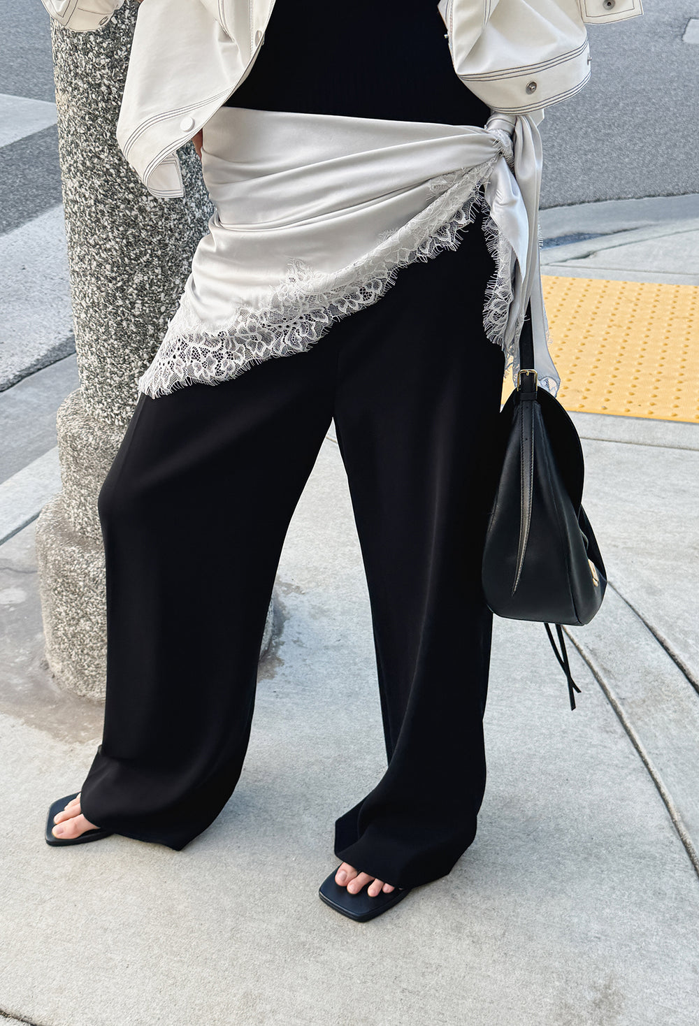 Lace Silk Scarf Silver