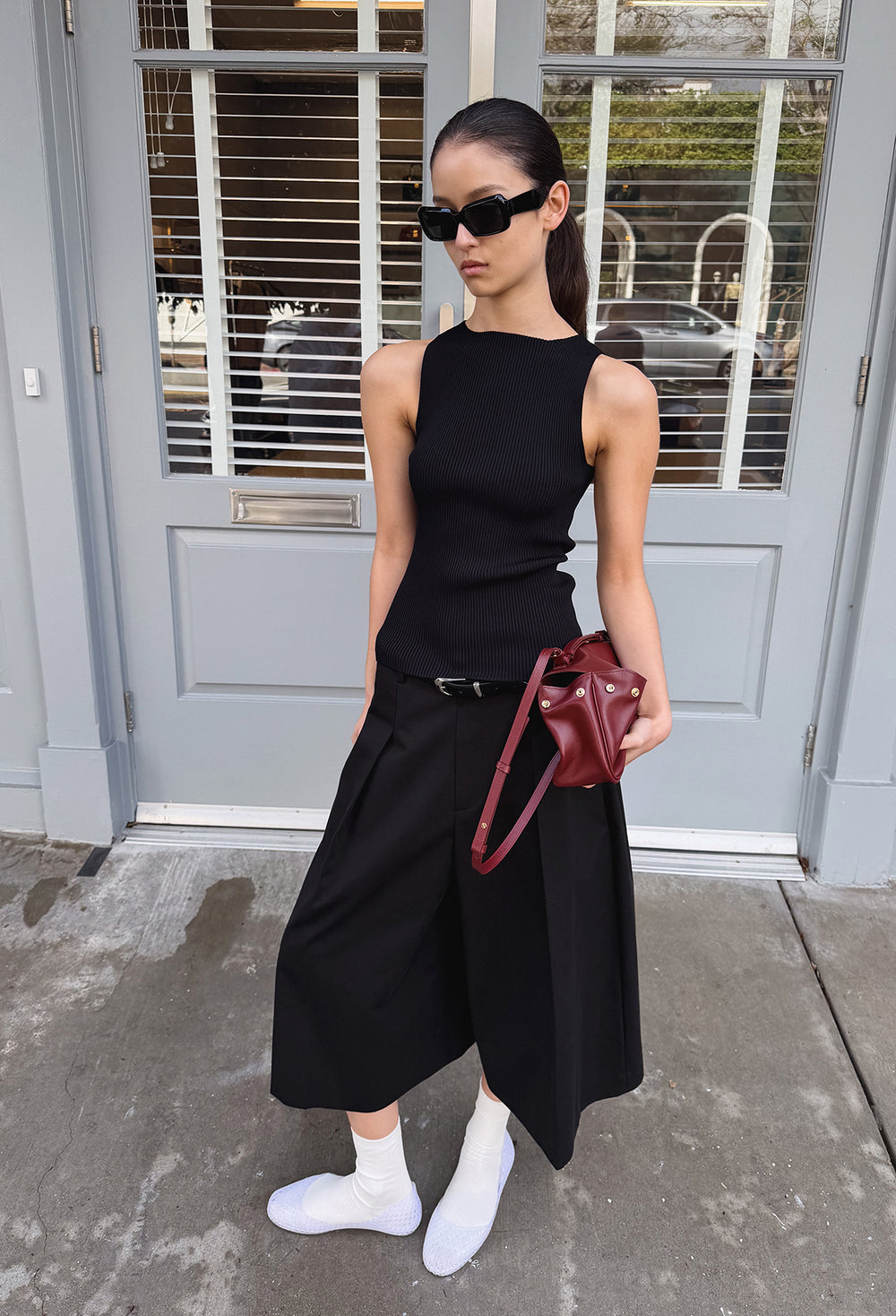 High-density Knit Top Black