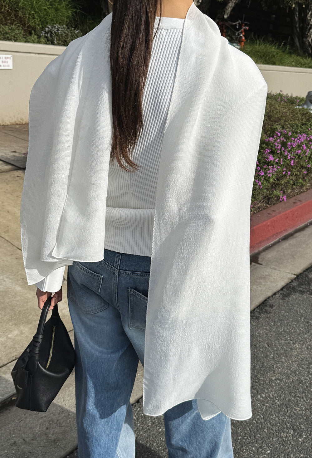 Wool silk scarf ivory