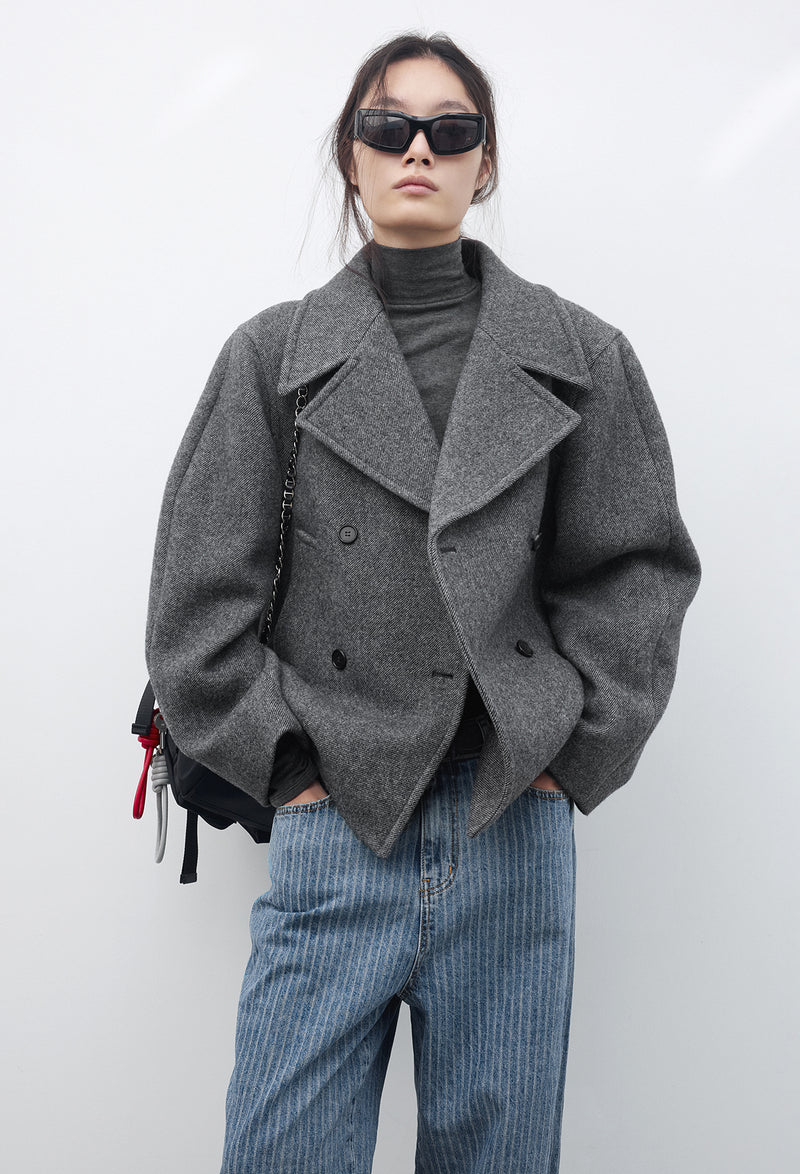 더블 벨티드 피코트 그레이