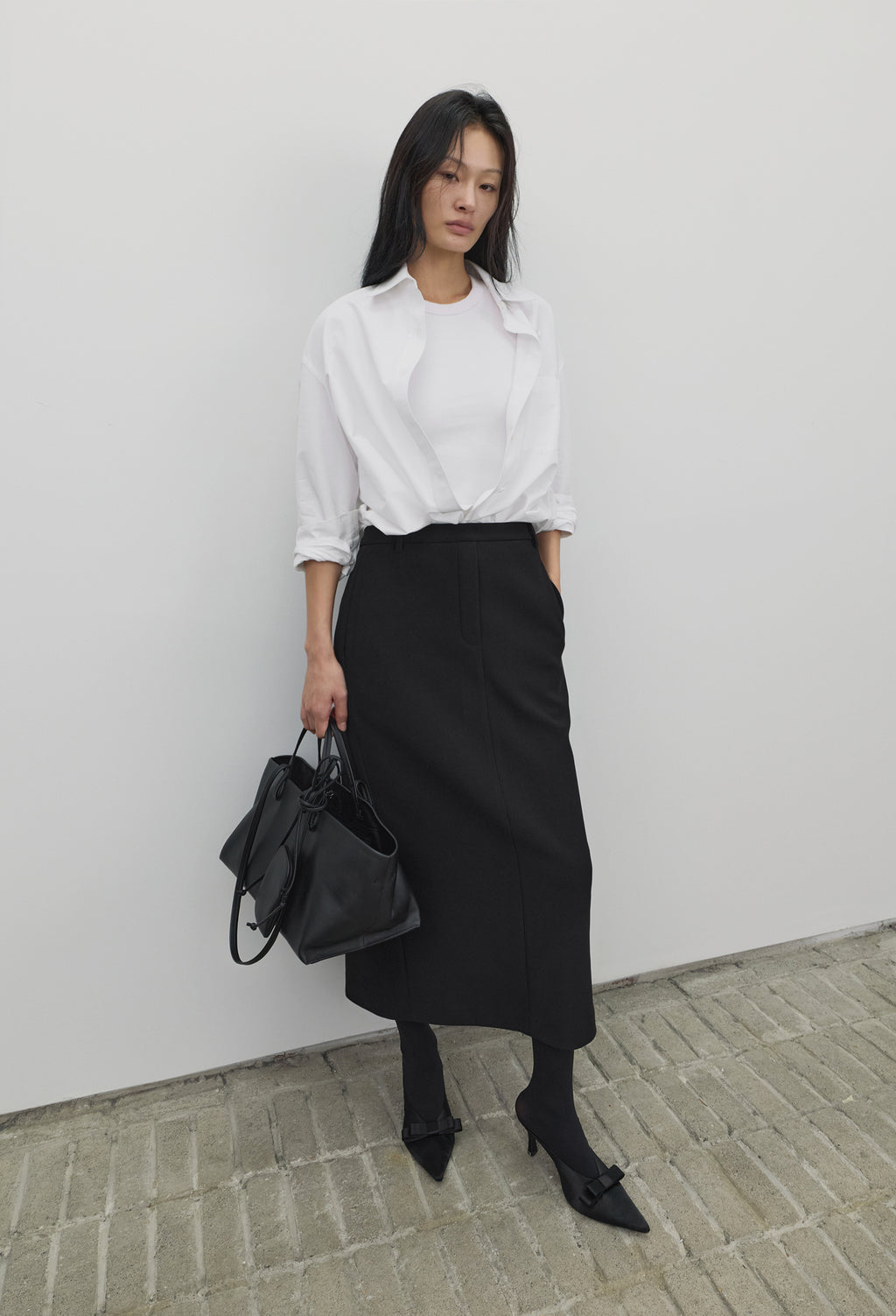High-density Slim-Fit Maxi Skirt Black