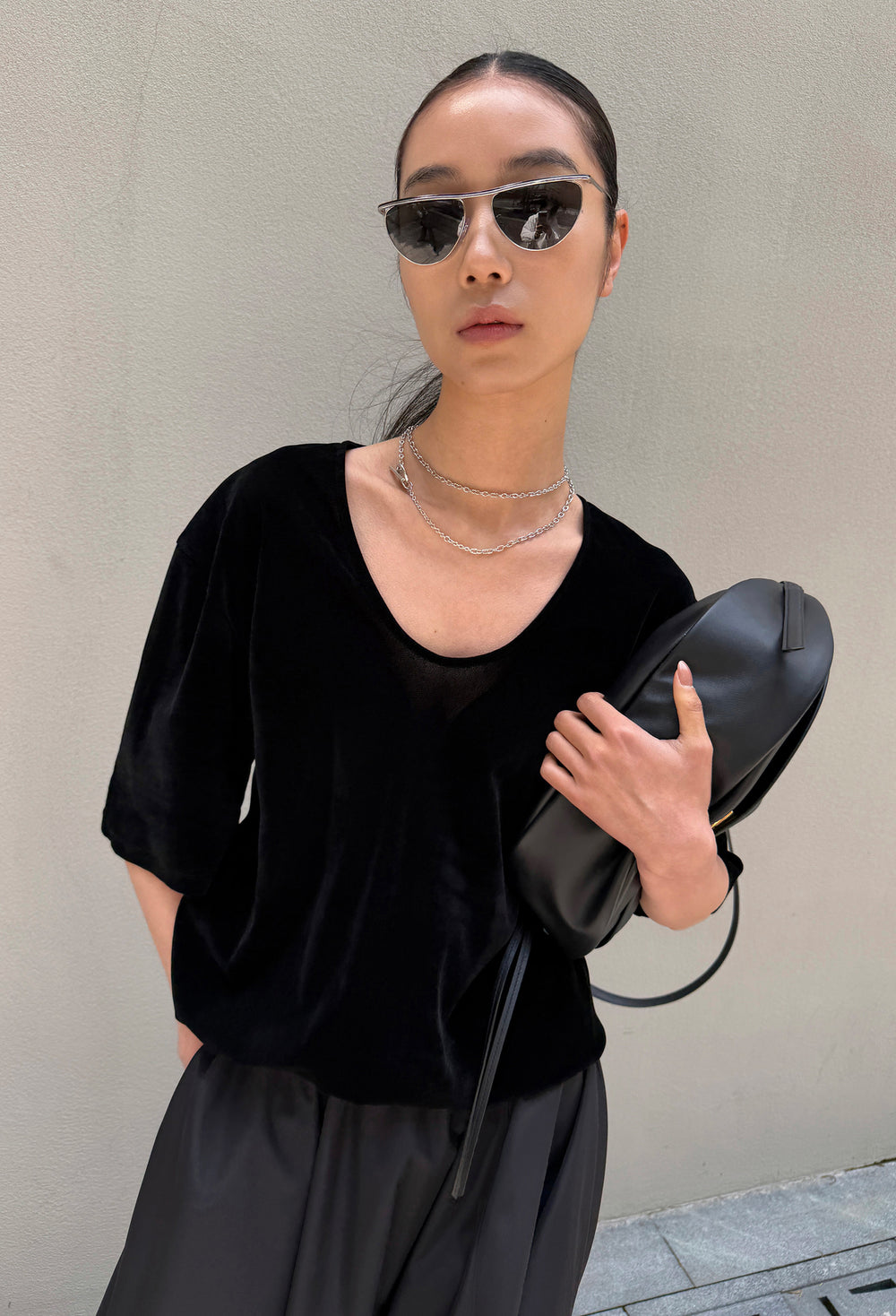 더블 체인 네크리스 실버