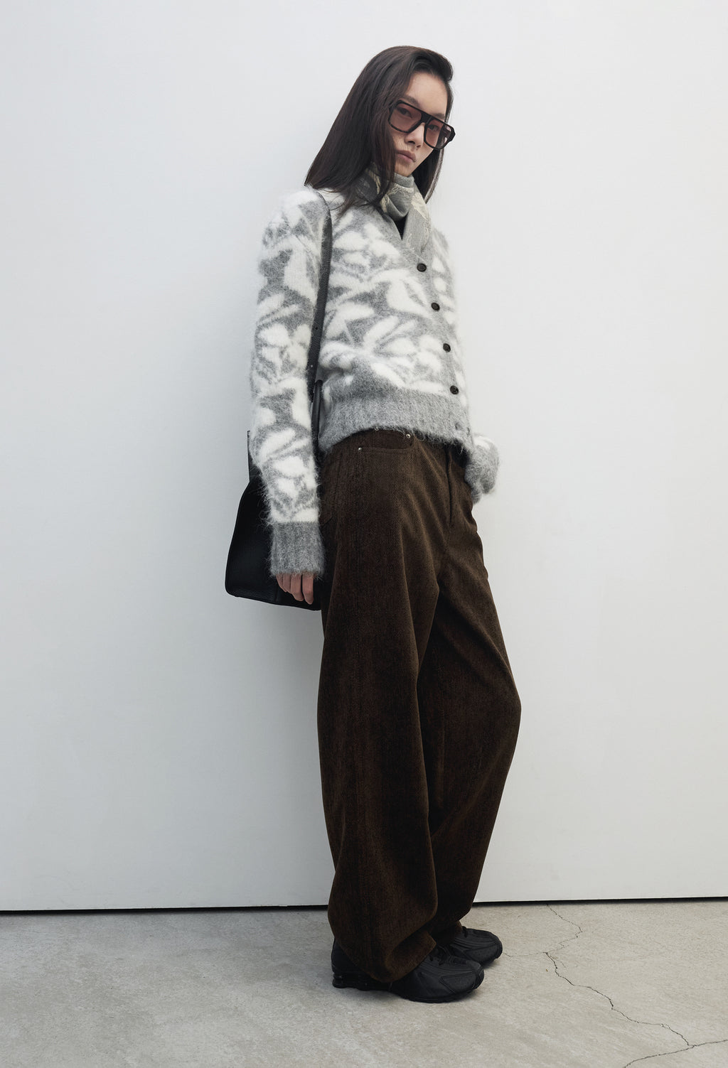 Alpaca Jacquard Cardigan Gray