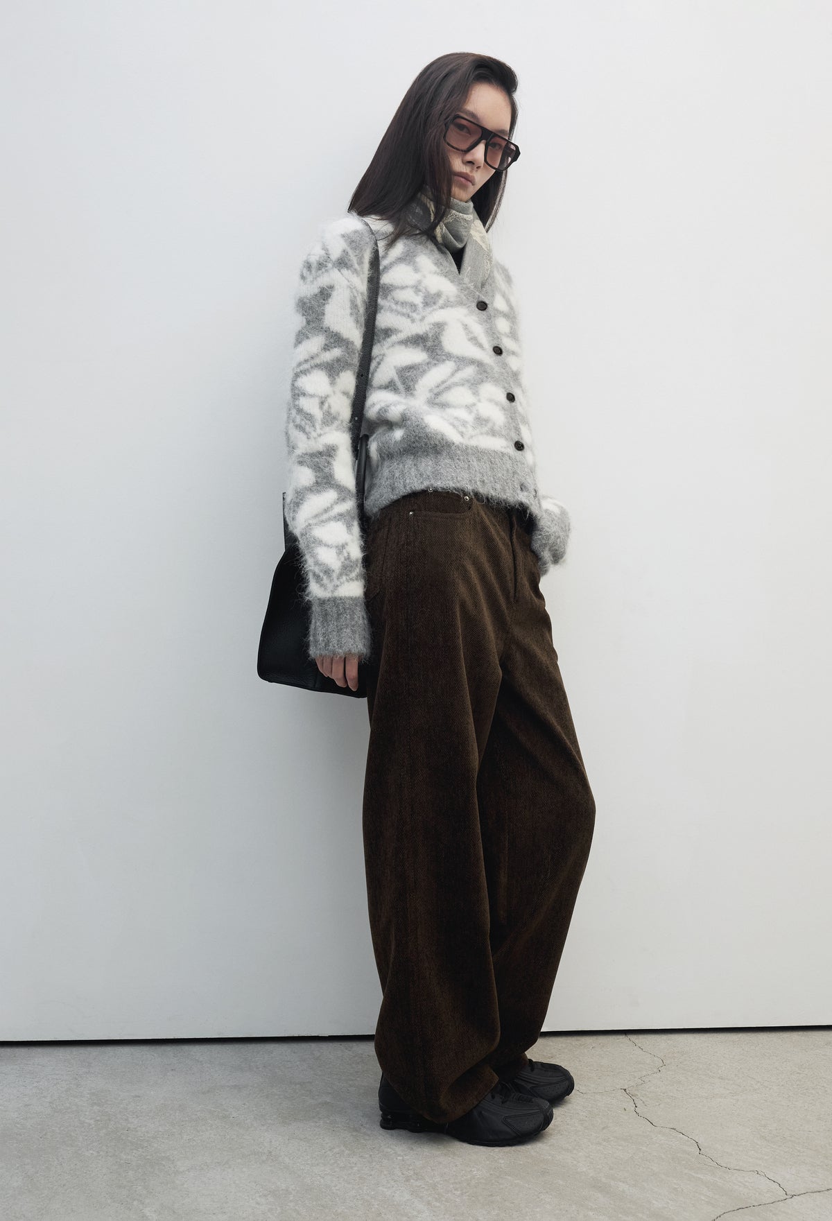 Alpaca Jacquard Cardigan Gray