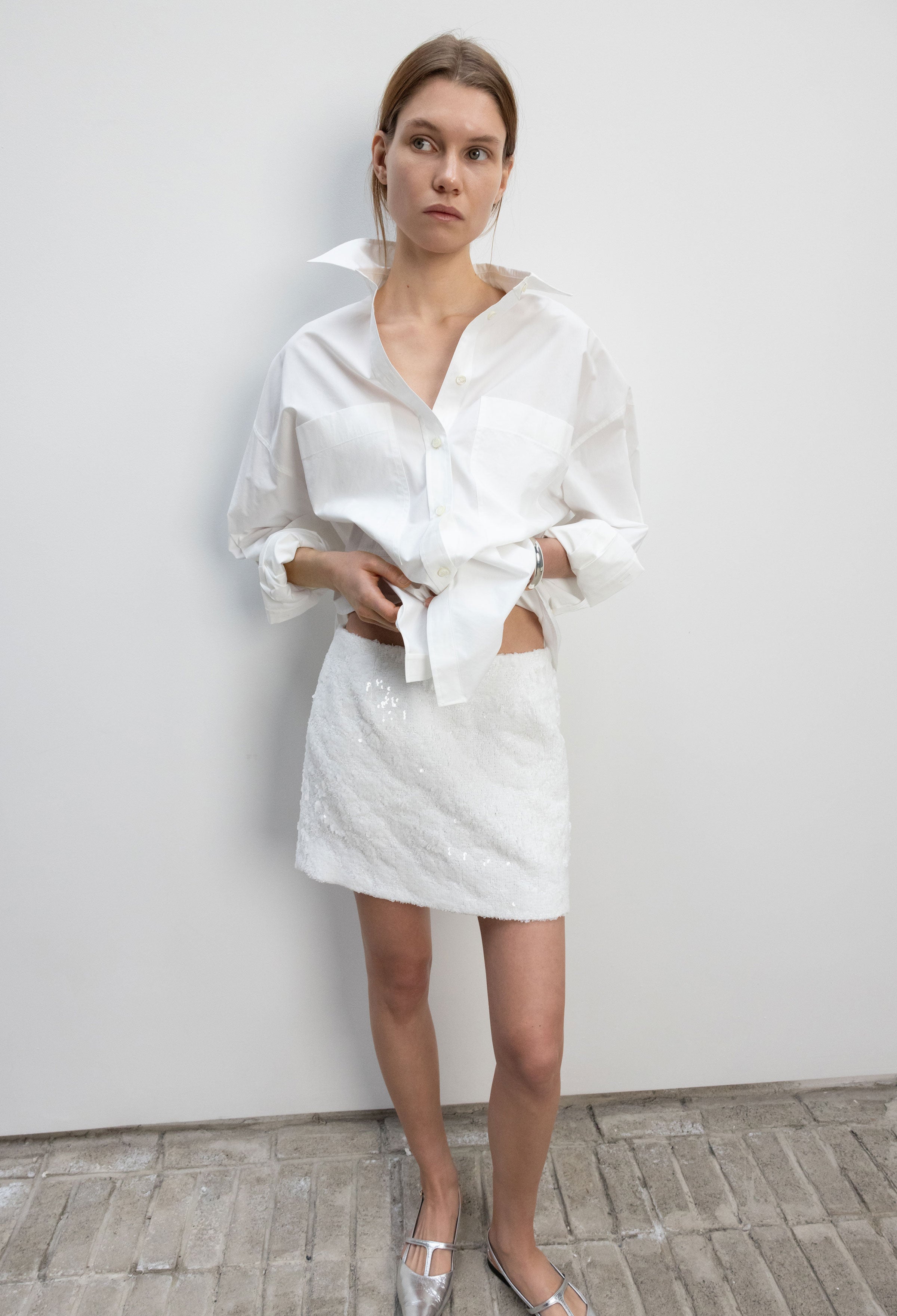 트윙클 미니 스커트 - 화이트