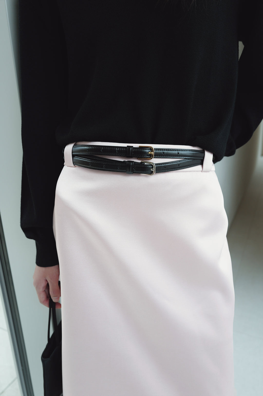 Satin Midi Skirt - Pink