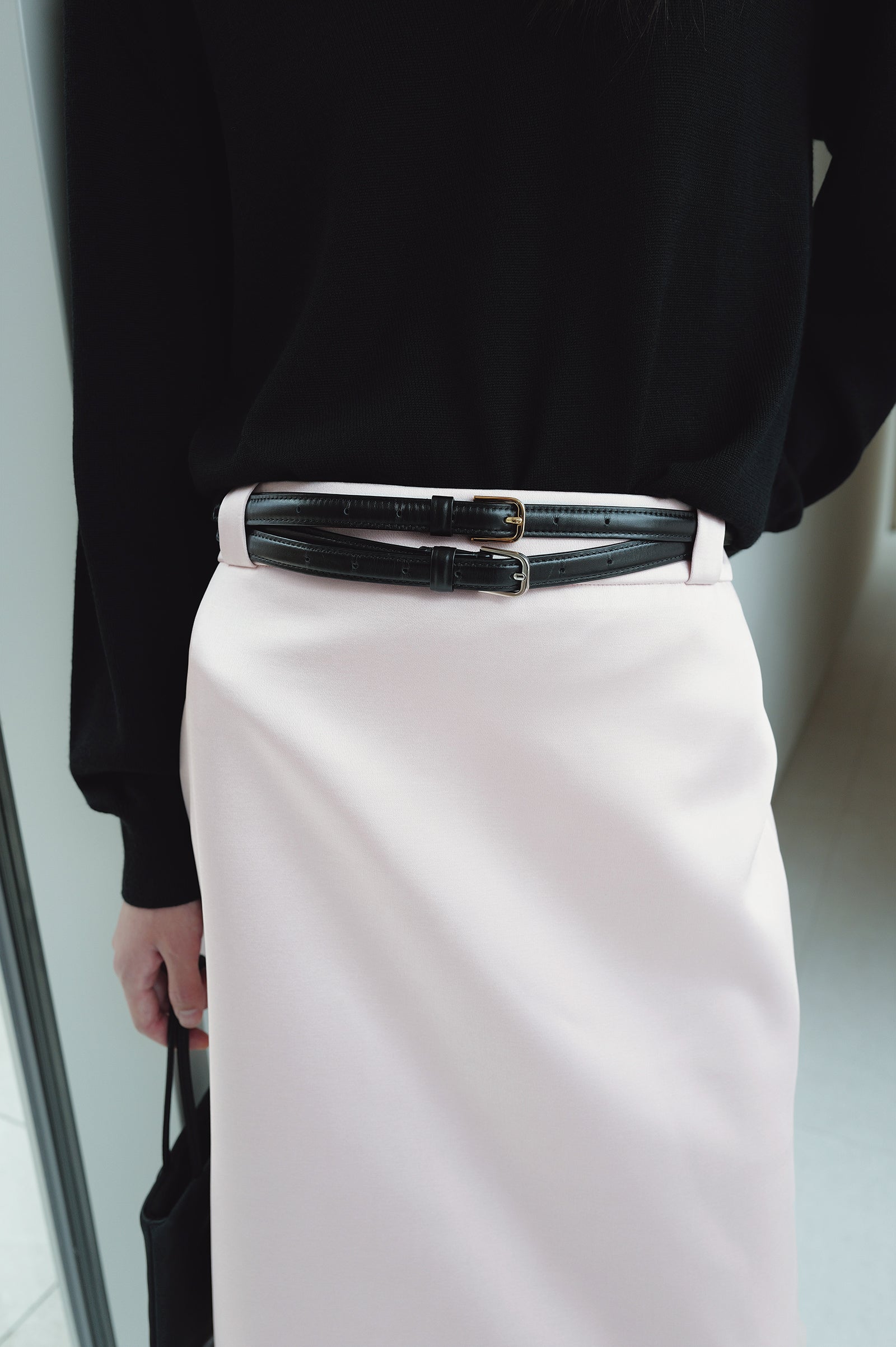 Satin Midi Skirt - Pink