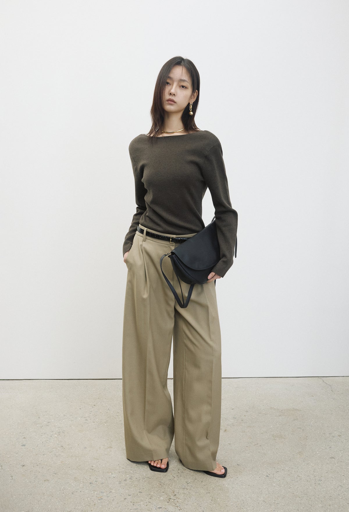 Washable Wool Cotton Knit Khaki