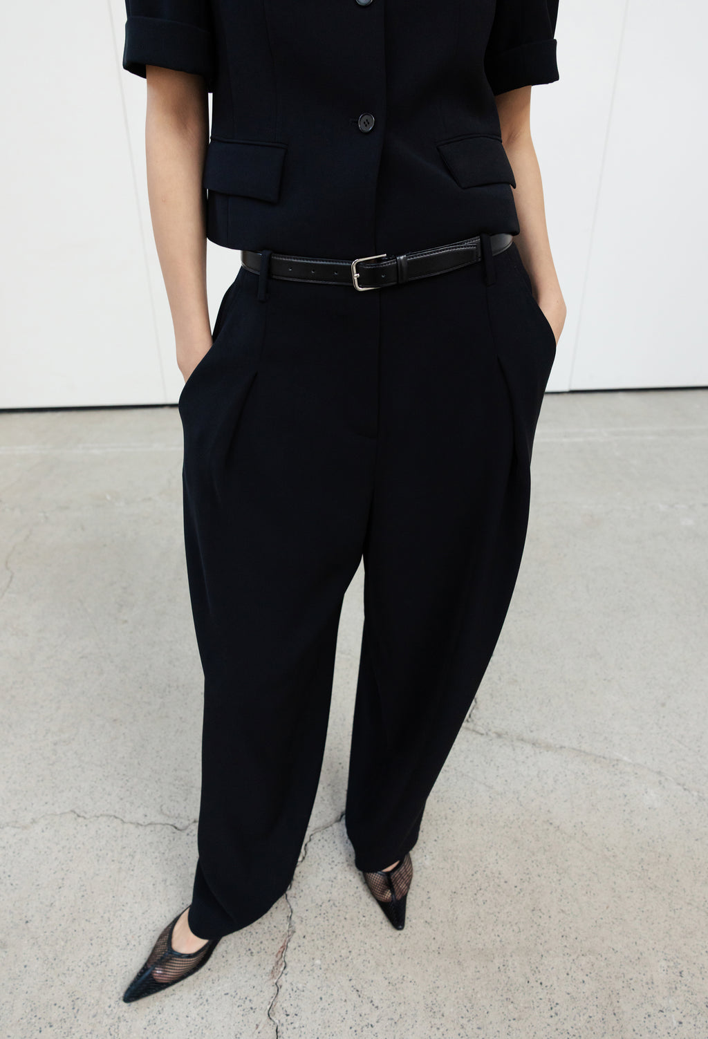 Sleek Buckle Belt Black Silver