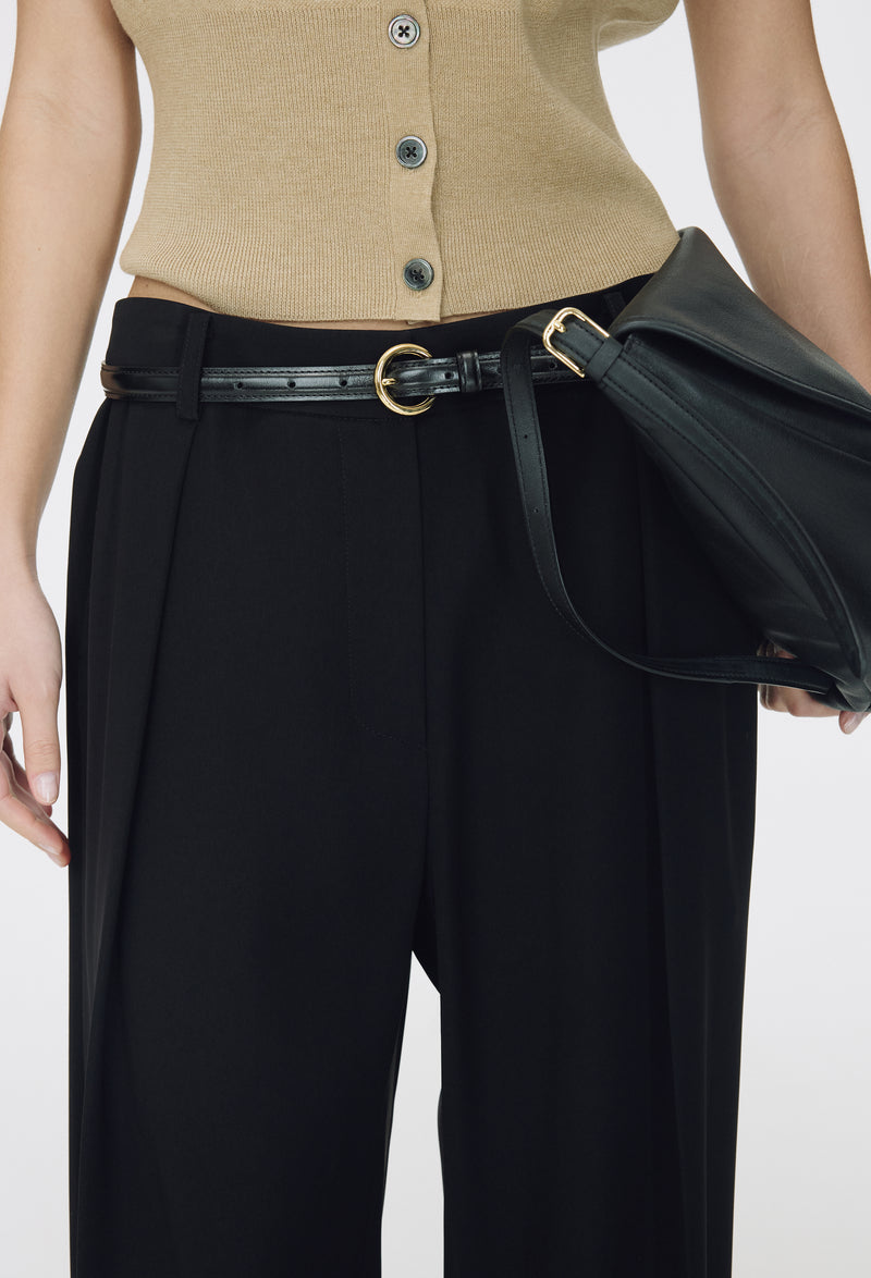 Circle Buckle Belt Black Gold