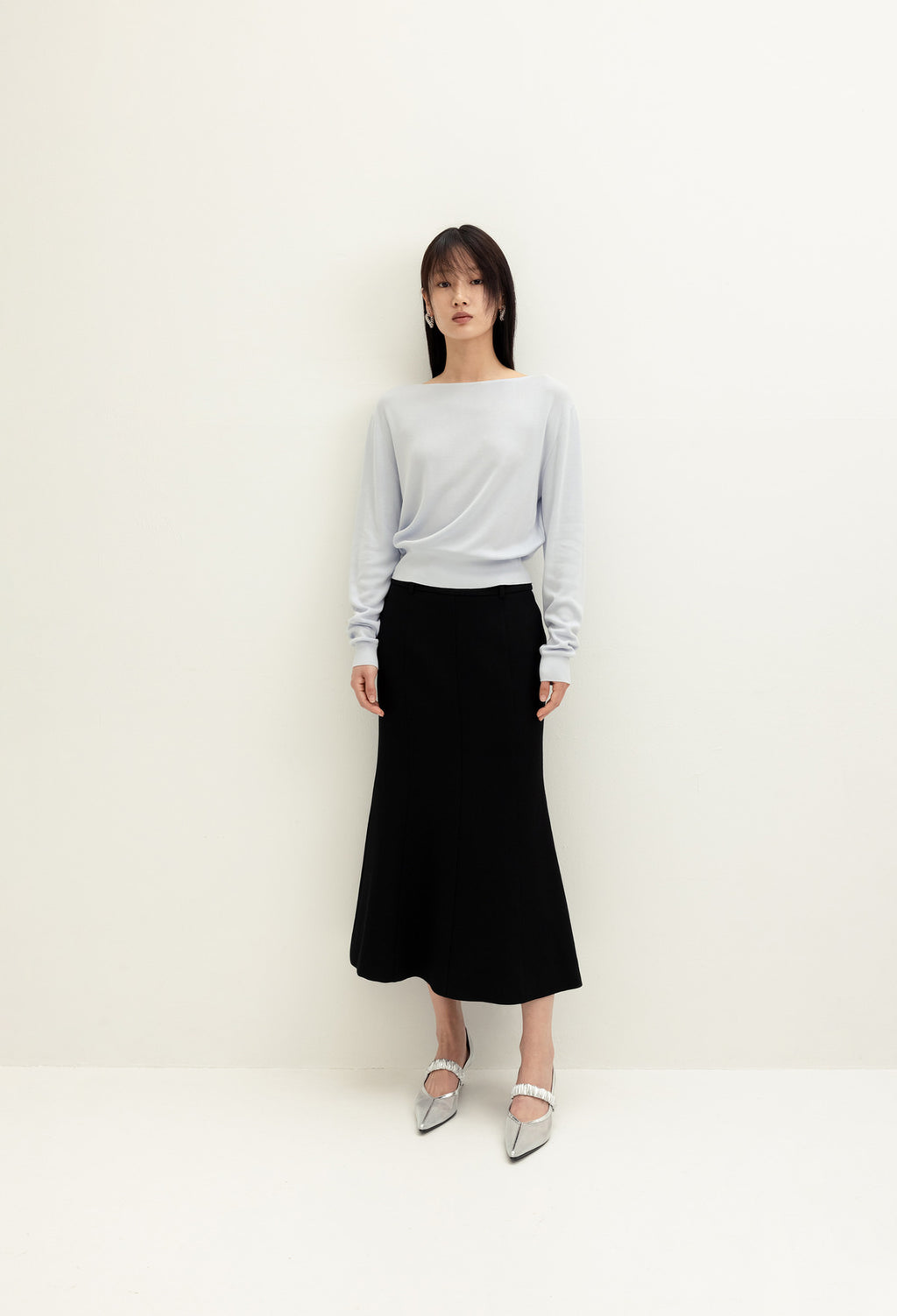 라피네 울 스커트 블랙