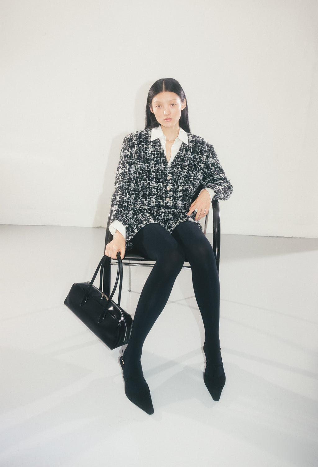 얼루어 트위드 자켓 블랙