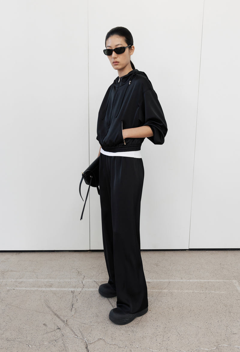 Satin Banding Pants Black