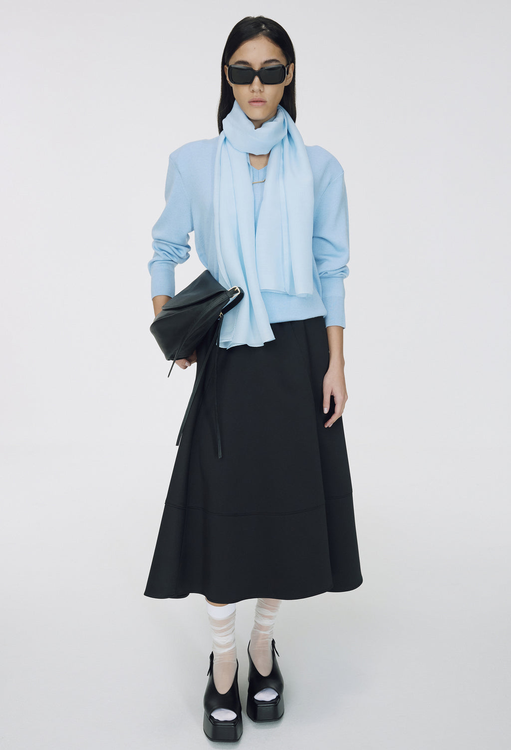 Spring Wool V-Neck Pullover Light Blue