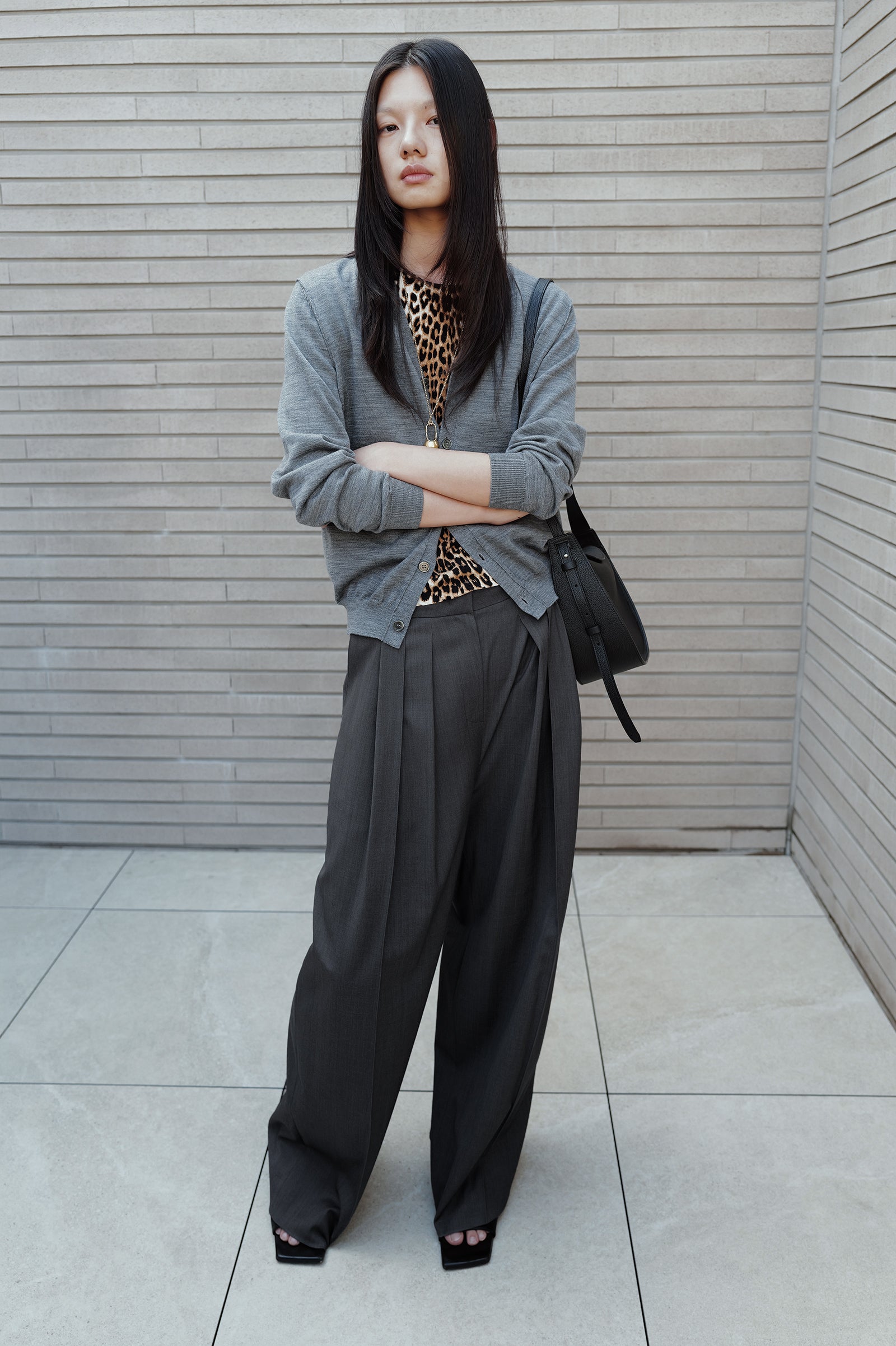 Washable 100% Wool Detailed Cardigan Melange Gray