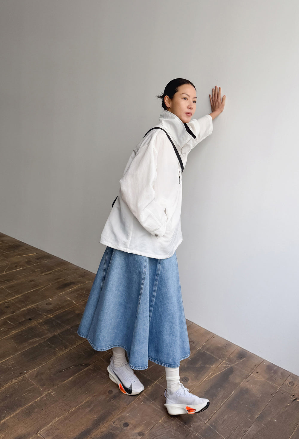 Flare denim skirt