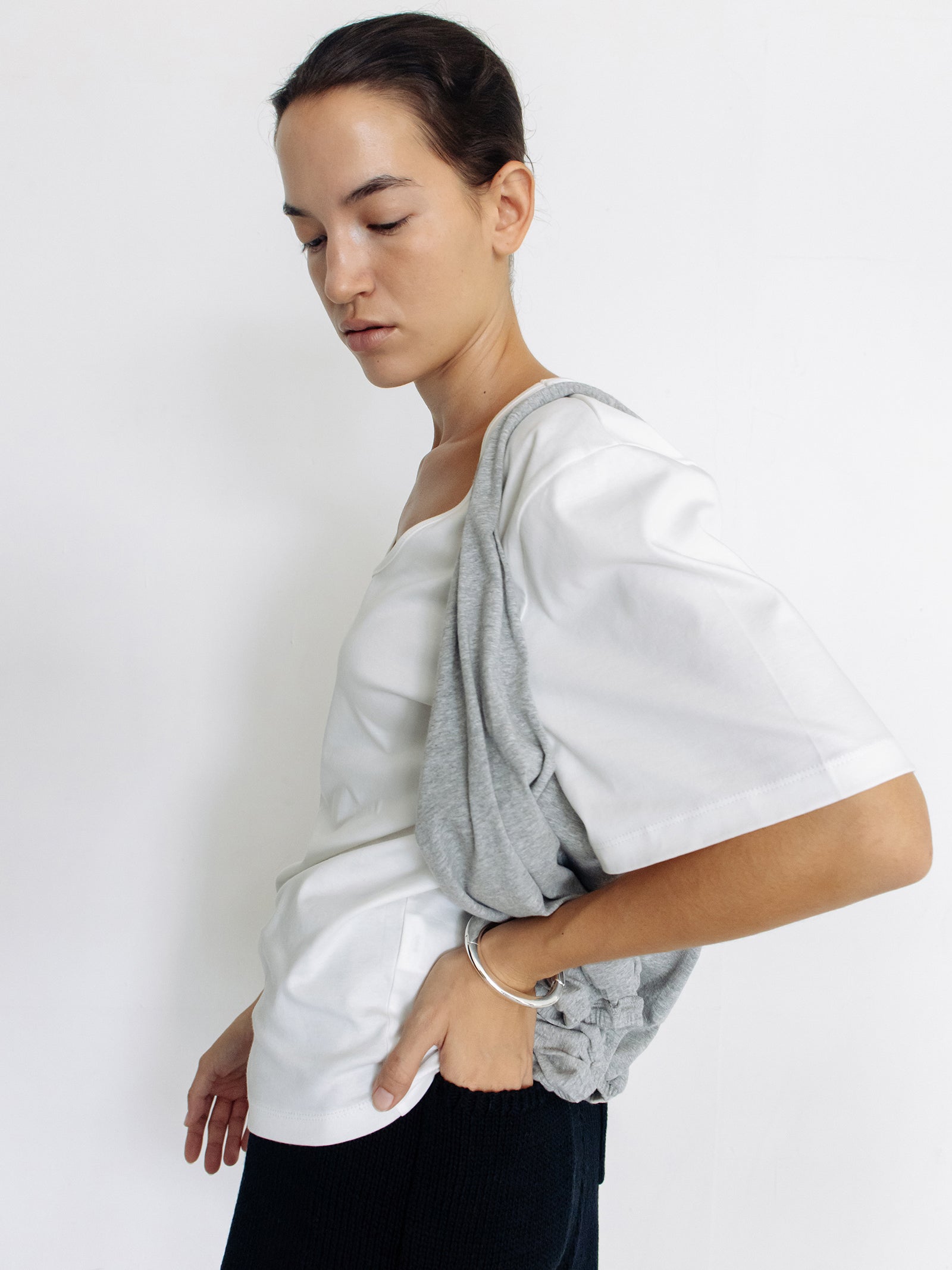 Cotton U-Neck T-Shirt Ivory