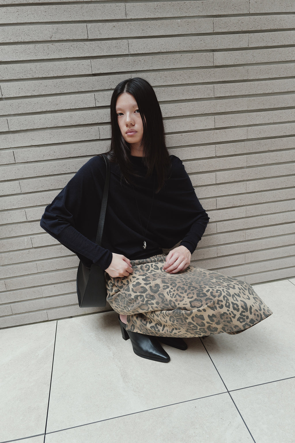Leopard Midi Skirt Beige