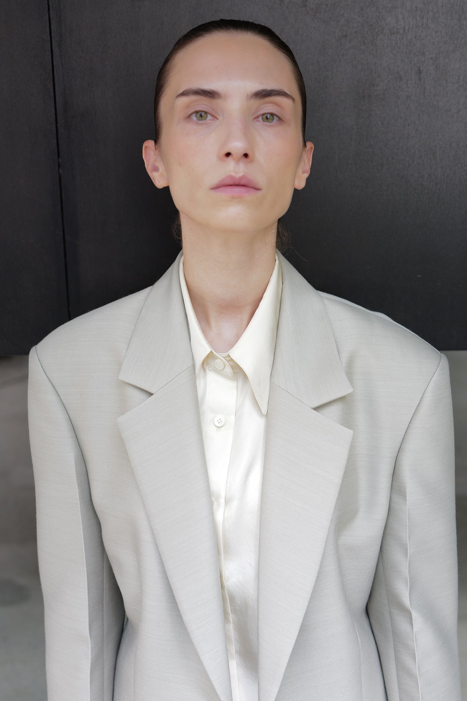 Wool Silk Blazer Light Gray