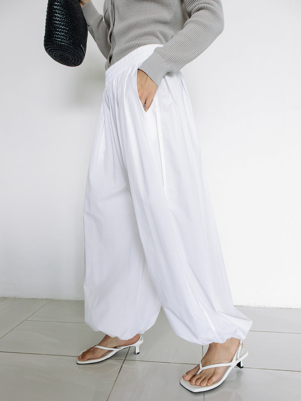 Parachute Banding Pants White