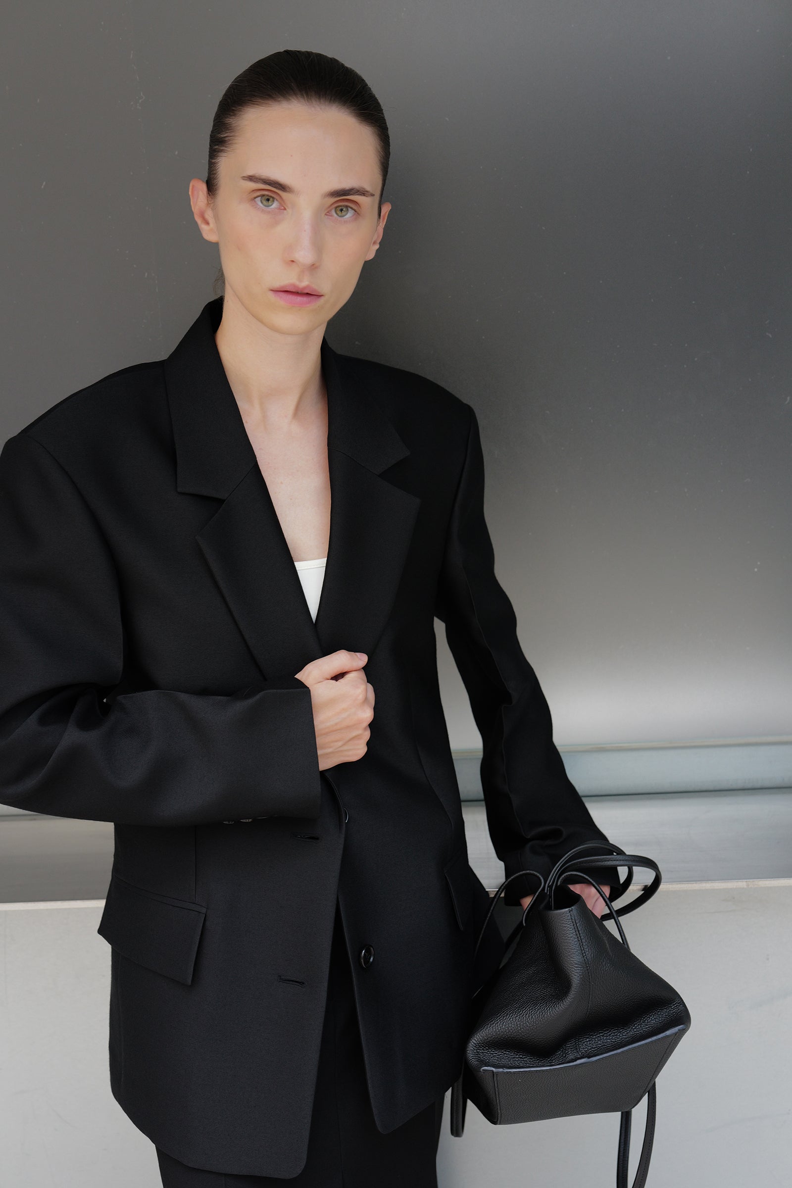 Wool Silk Blazer Black