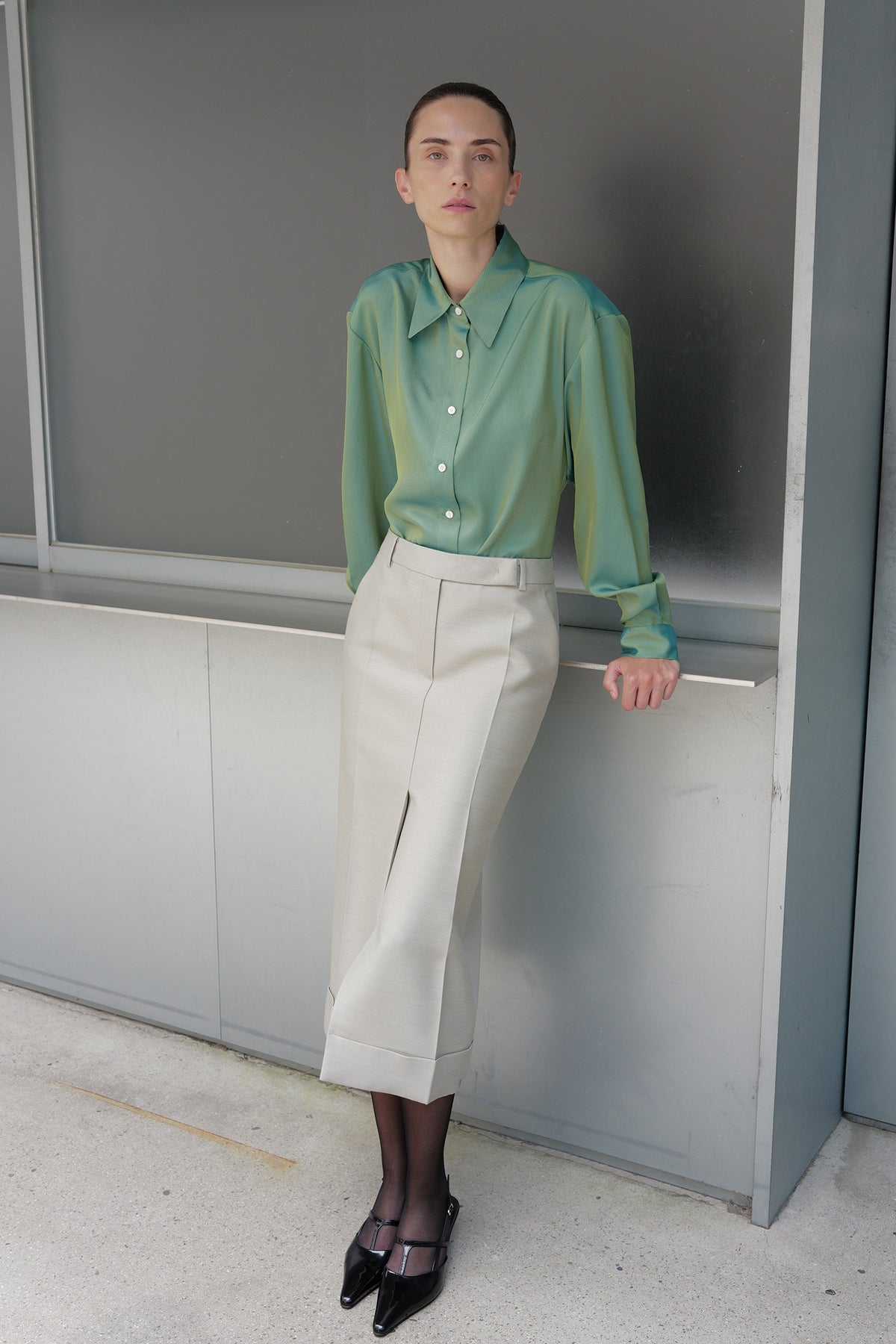 Silky Contour Shirt Green