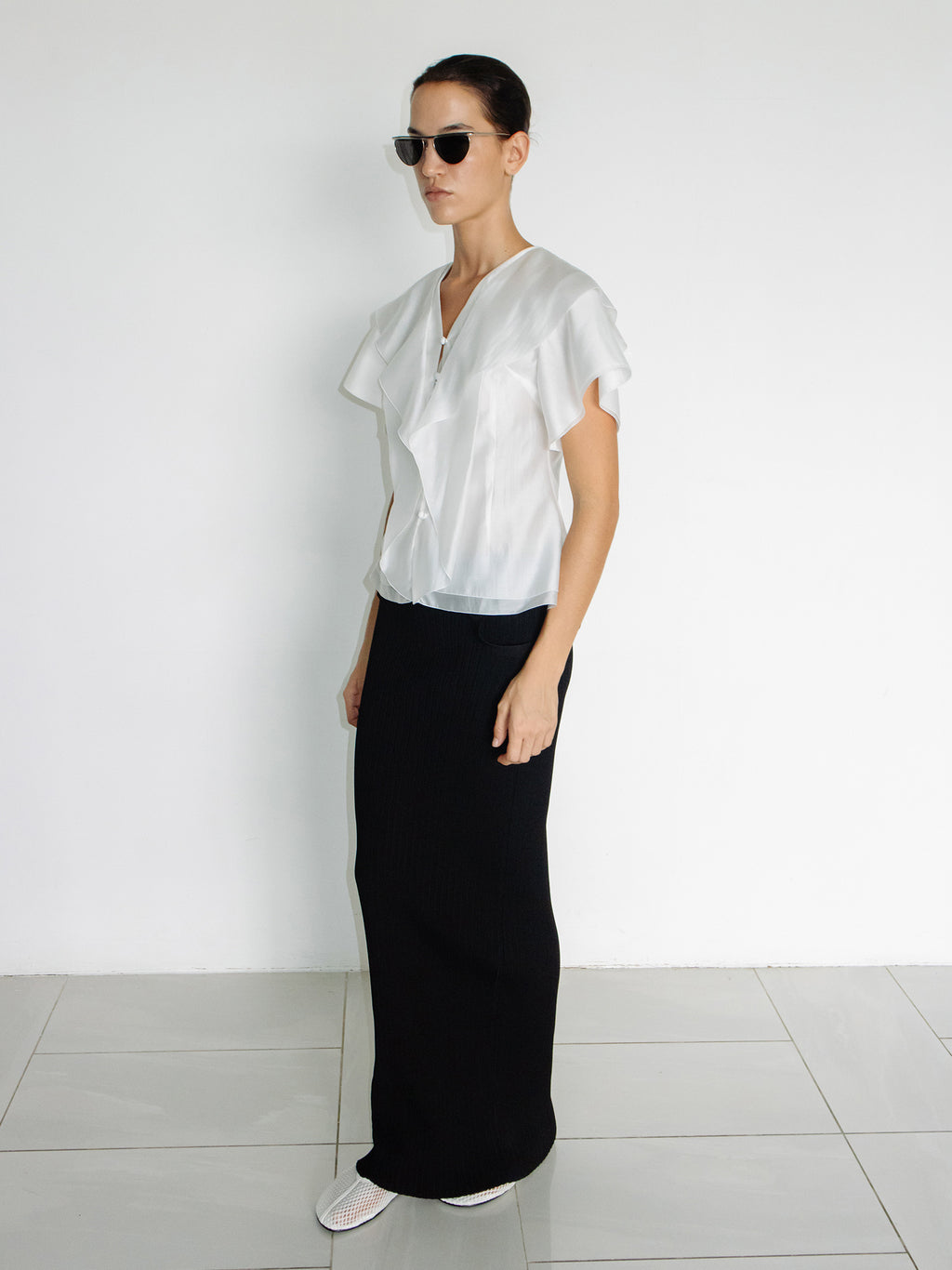 Ruffle Peplum Blouse Ivory
