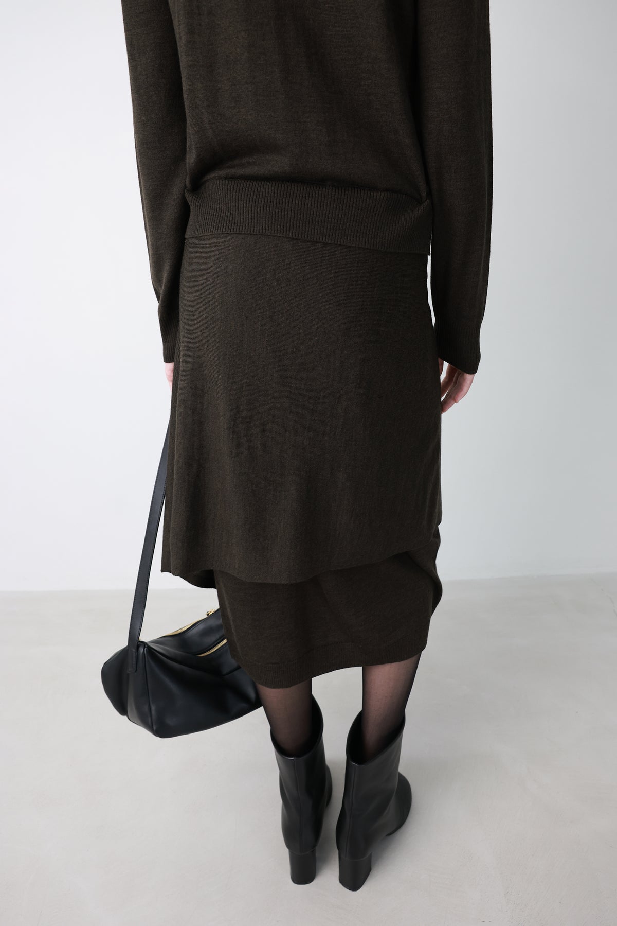 Wool blend knit dress khaki