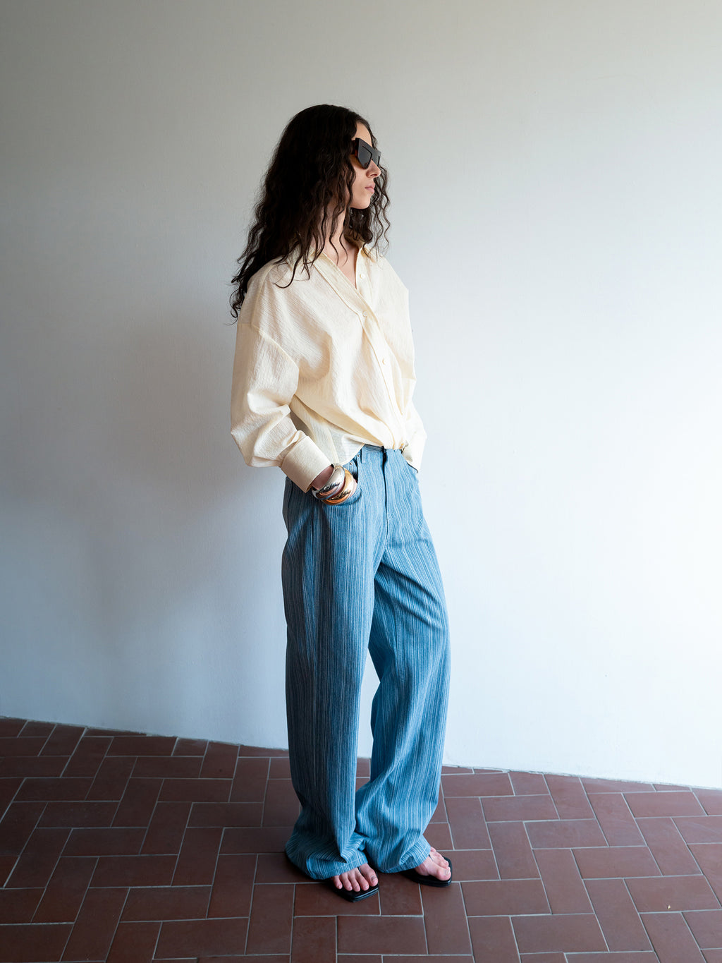 Seersucker Twist Shirt Yellow