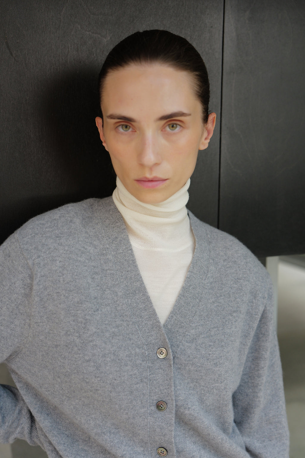 Cashmere 100 Padded Cardigan Grey