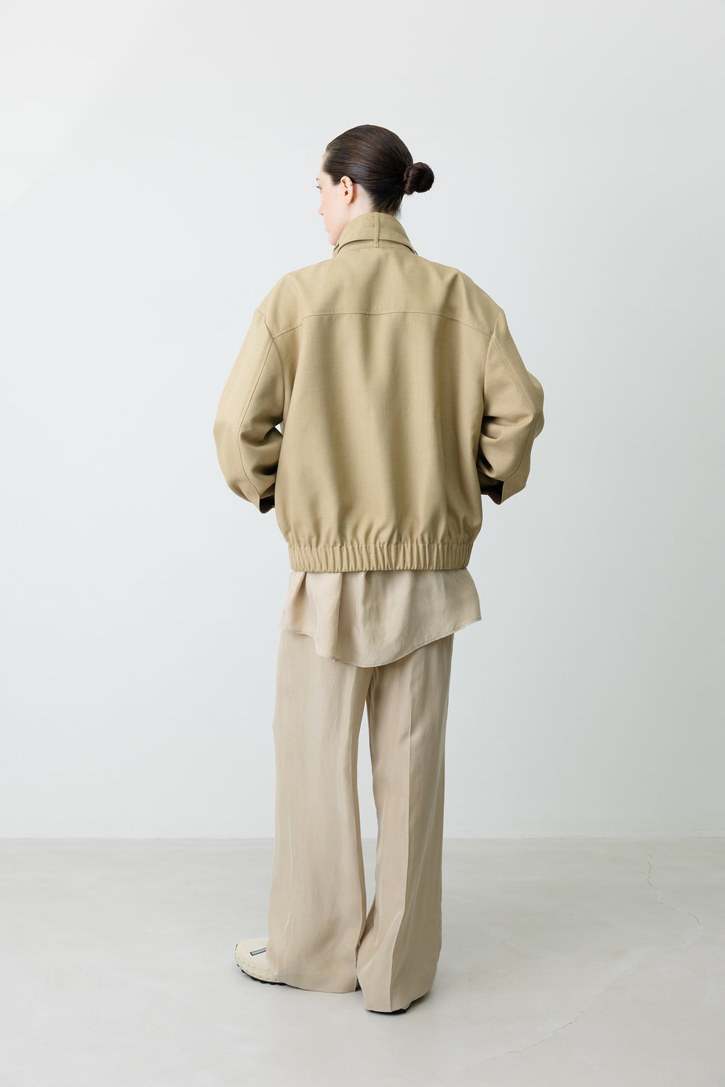 High-Neck Blouson Jumper Beige