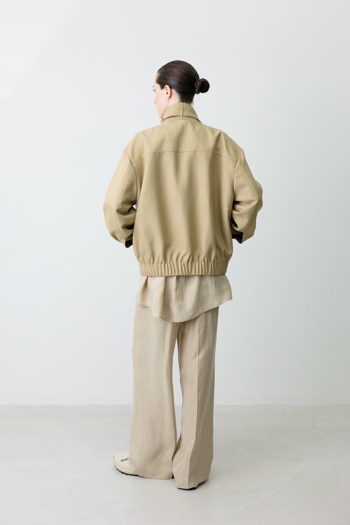 High-Neck Blouson Jumper Beige