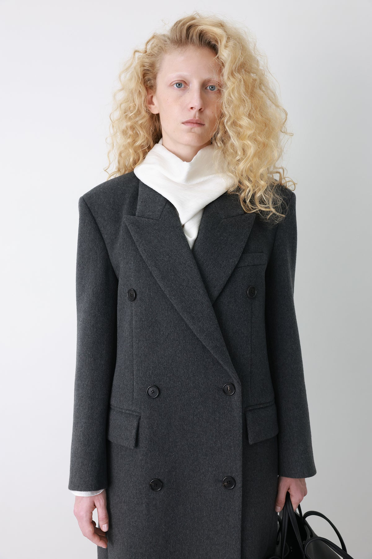 Double Tailored Long Coat Charcoal