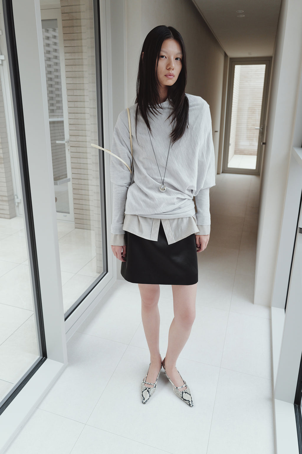 Satin mini skirt