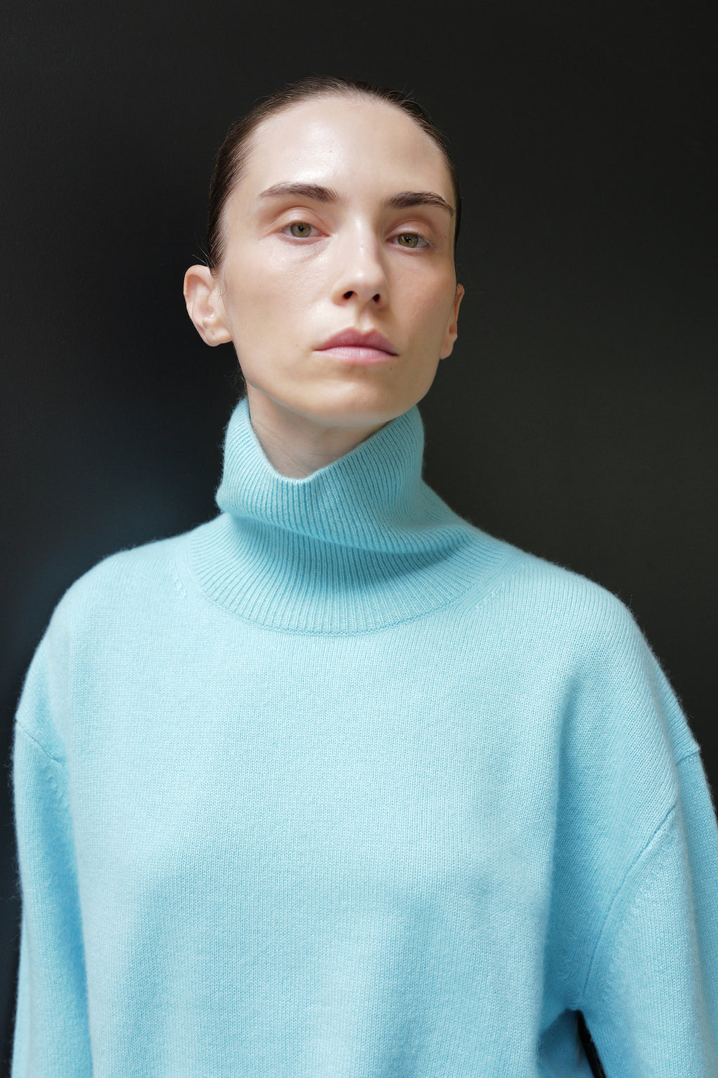 Cashmere 100 Turtleneck Knit Mint Blue